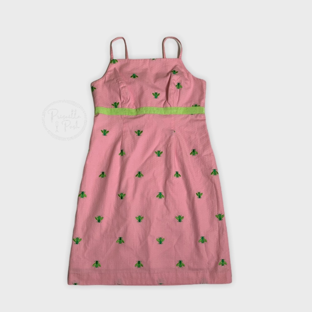Lilly Pulitzer Pink High Neck Dress Green Bees - Picture 5 of 16